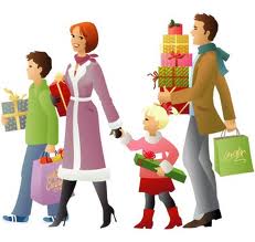 family shopping, Christmas shopping, gifts