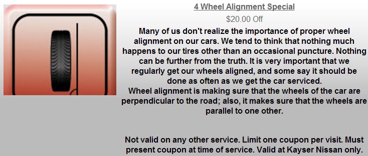 4 Wheel Alignment Special Kayser Nissan