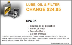 Lube, Oil and Filter Change Coupon Keyser Chrysler Sauk City Wisconsin