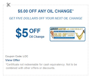 Lynch Chevrolet of Mukwanago Oil Change Coupon