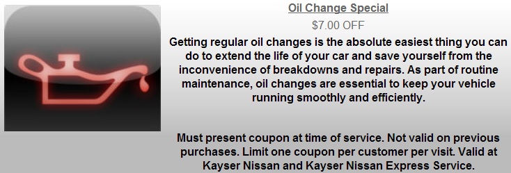 Oil Change Special Kayser Nissan