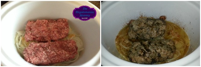 Gyro Meat Before and After, crock-pot recipe