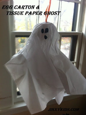 Egg Carton & Tissue Paper Ghost from Jinxy Kids