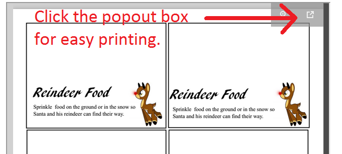 Reindeer Food Label Popout Box