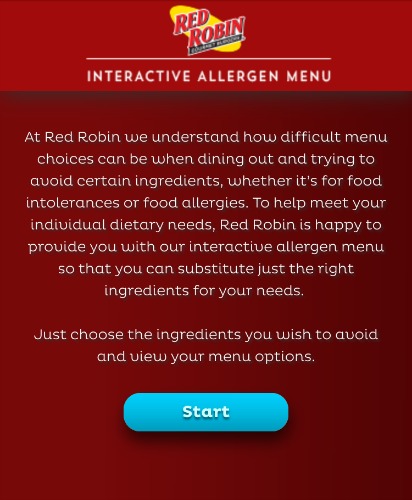 Red Robin Interactive Allergen Menu