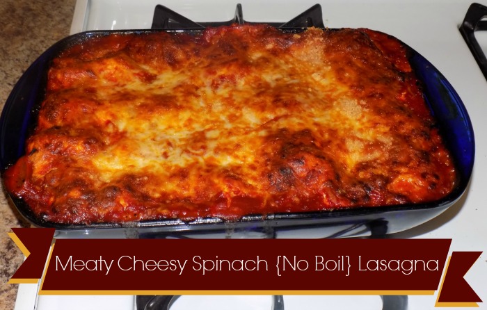 Meaty Cheesy Spinach {No Boil} Lasagna