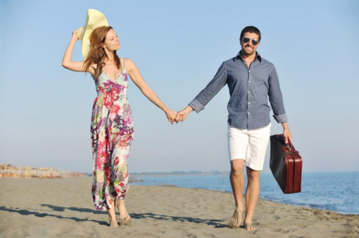 couple walking on a beach