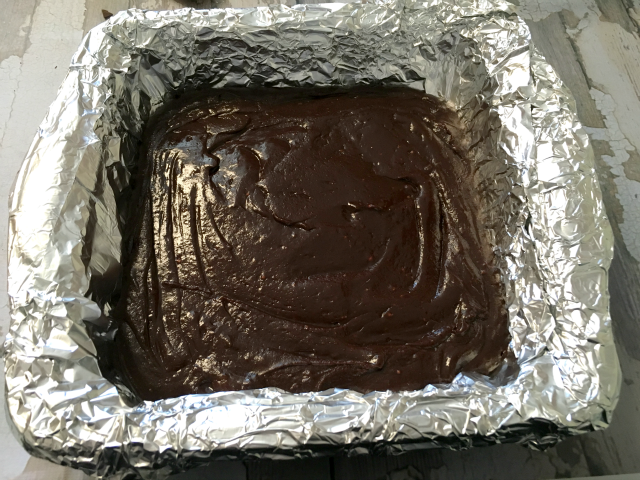 fudge poured into pan