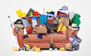 cluttered couch