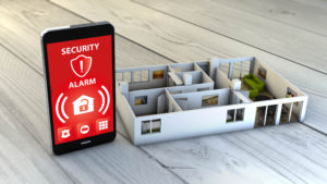 security alarm smartphone with flat mock-up