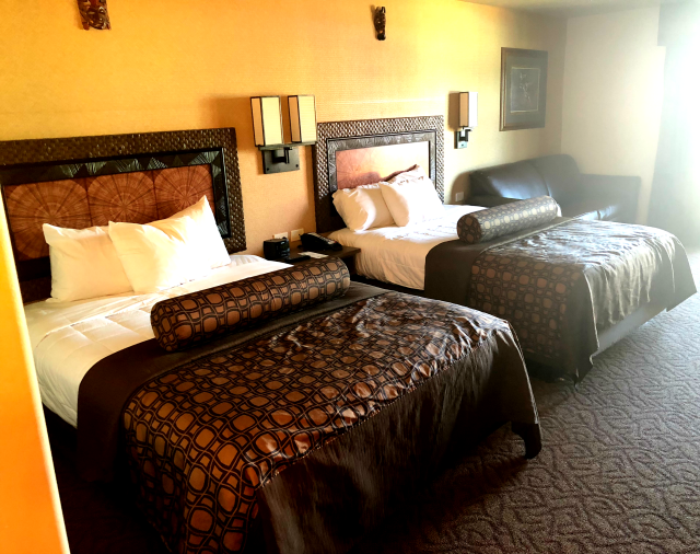 room with two queen beds Royal Two Room Family Suite Kalahari Resort Wisconsin Dells #LoveKalahari #AmericasLargest #ad